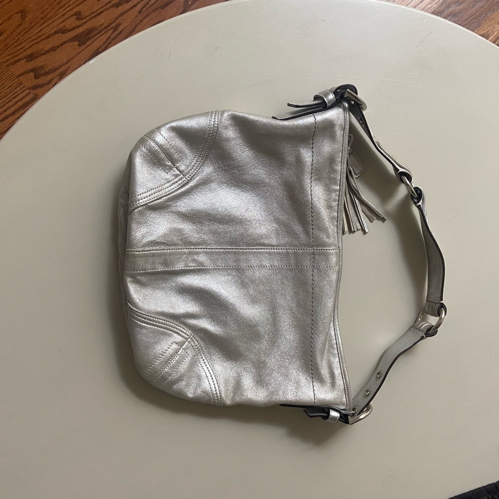 Coach silver baguette bag